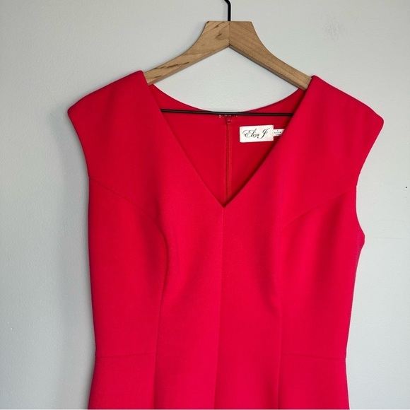 Eliza J V-Neck Sheath Pencil Dress, Size 6, Hot Pink - Picture 3 of 11